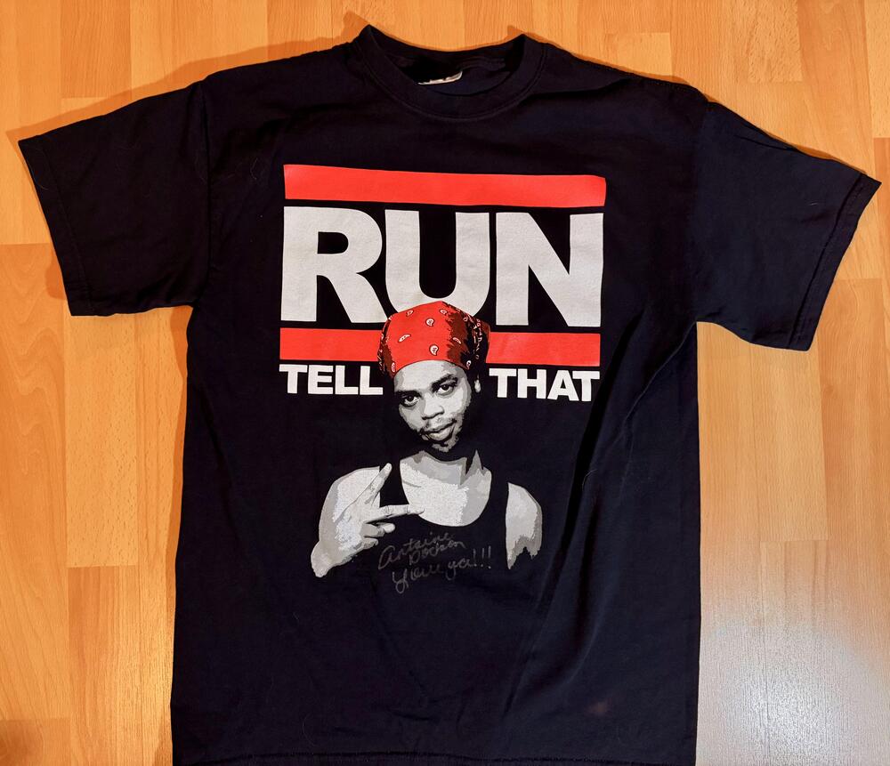 Run Tell That Shirt Mens Medium Black Antoine Dodson Meme Graphic Tee Gildan